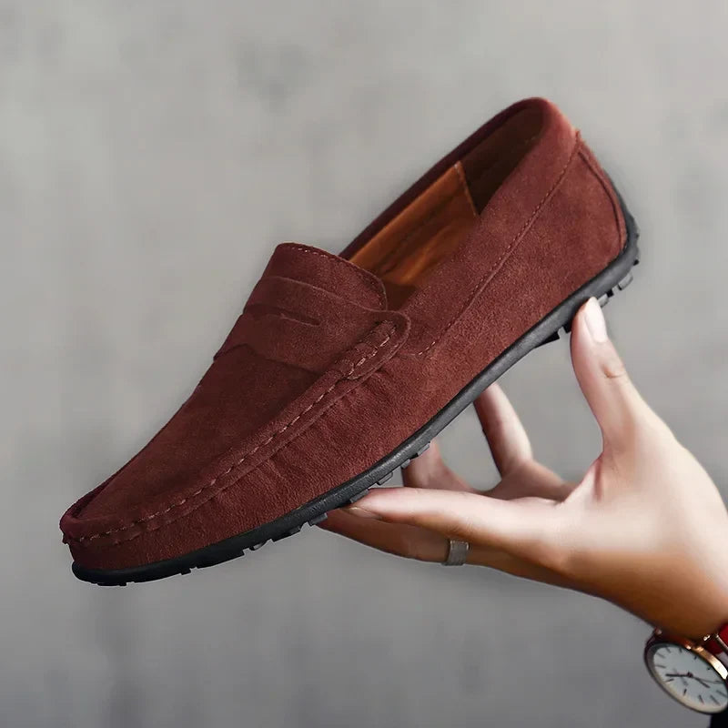 Stylish Suede Driving Loafer for Women with Penny Strap Slip On Rubber Sole Casual Style