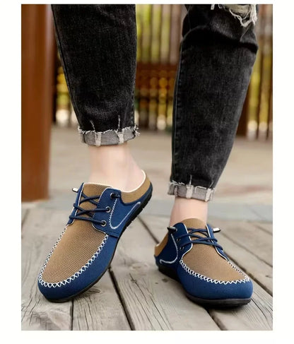 Effortless Canvas Loafer for Women with Lace Up Round Toe Contrast Stitch Casual Style