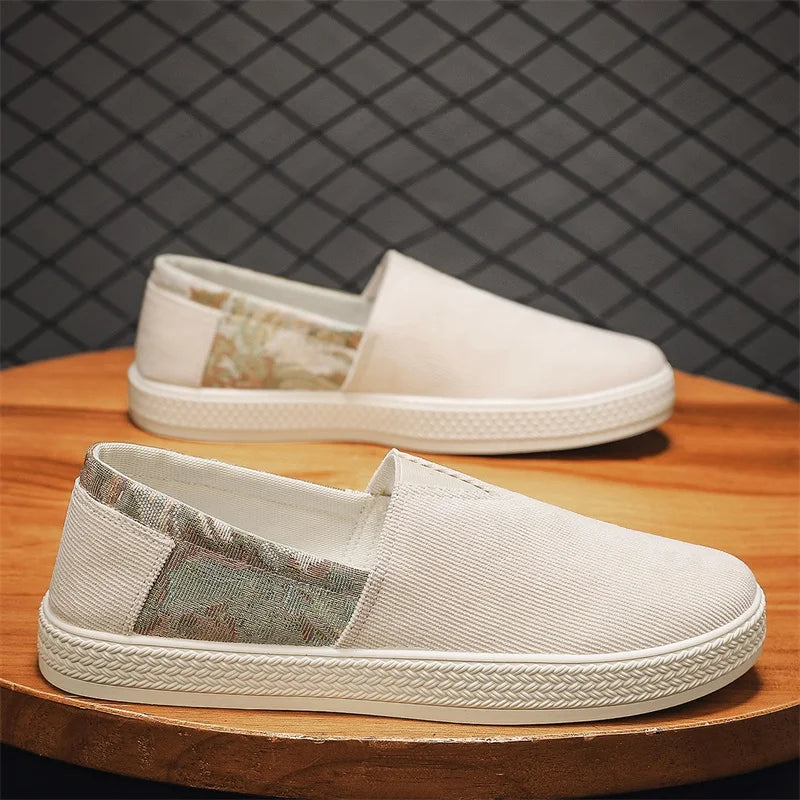 Comfortable Canvas Espadrille Sneaker for Women with Floral Print Panel Braided Sole Casual Style