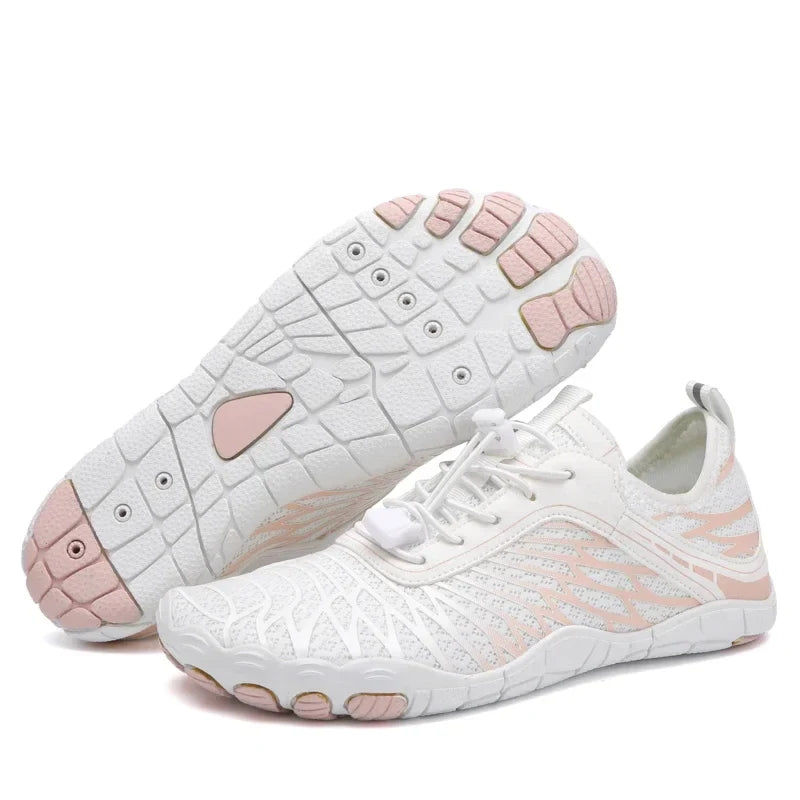 Effortless Mesh Barefoot Water Shoes for Women with Lace Up Toe Design Quick Dry Sneaker Style