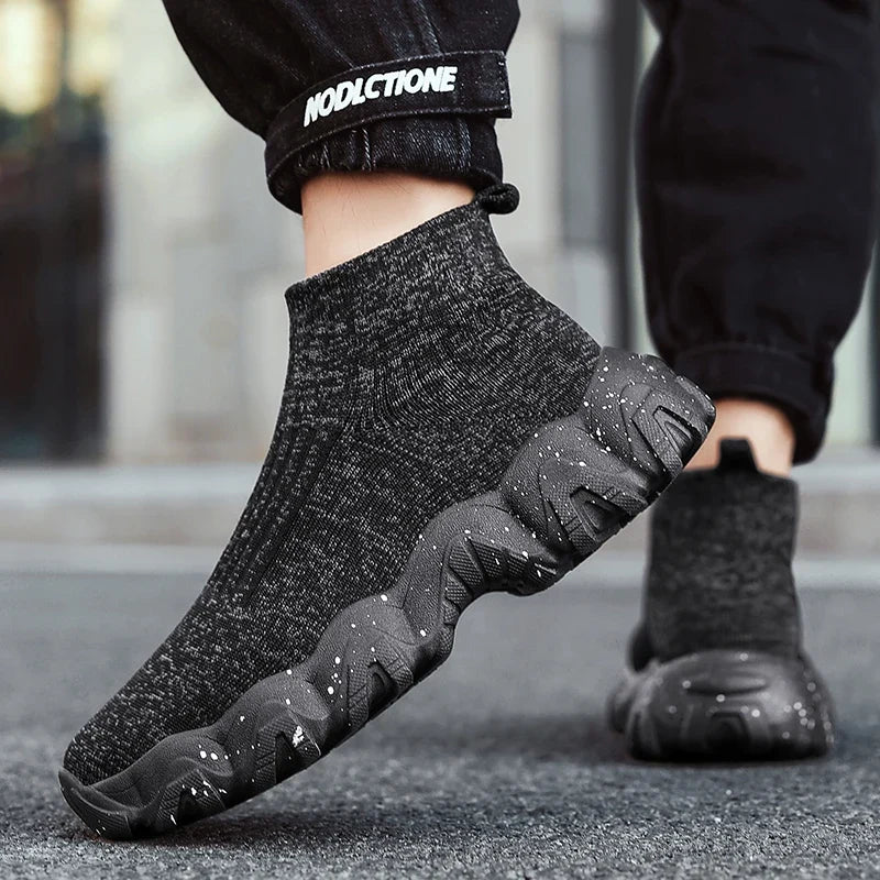 Comfortable Knit Sock Sneaker for Women with Slip On High Top Chunky Sole Casual Style