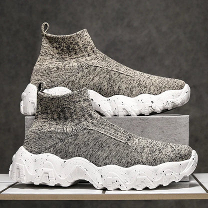 Comfortable Knit Sock Sneaker for Women with Slip On High Top Chunky Sole Casual Style