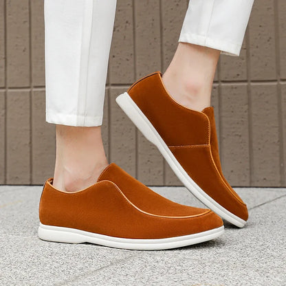 Effortless Suede Loafer Sneaker for Women with Round Toe Platform Sole Slip On Casual Style