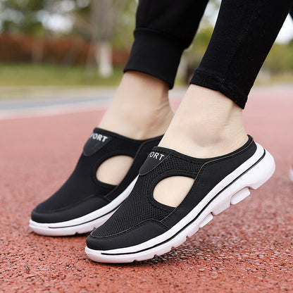 Comfortable Mesh Slip On Mule Sneaker for Women with Cutout Vent Platform Sole Sport Style