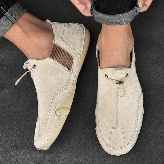 Effortless Leather Moccasin Loafer for Women with Bungee Lace Slip On Casual Style