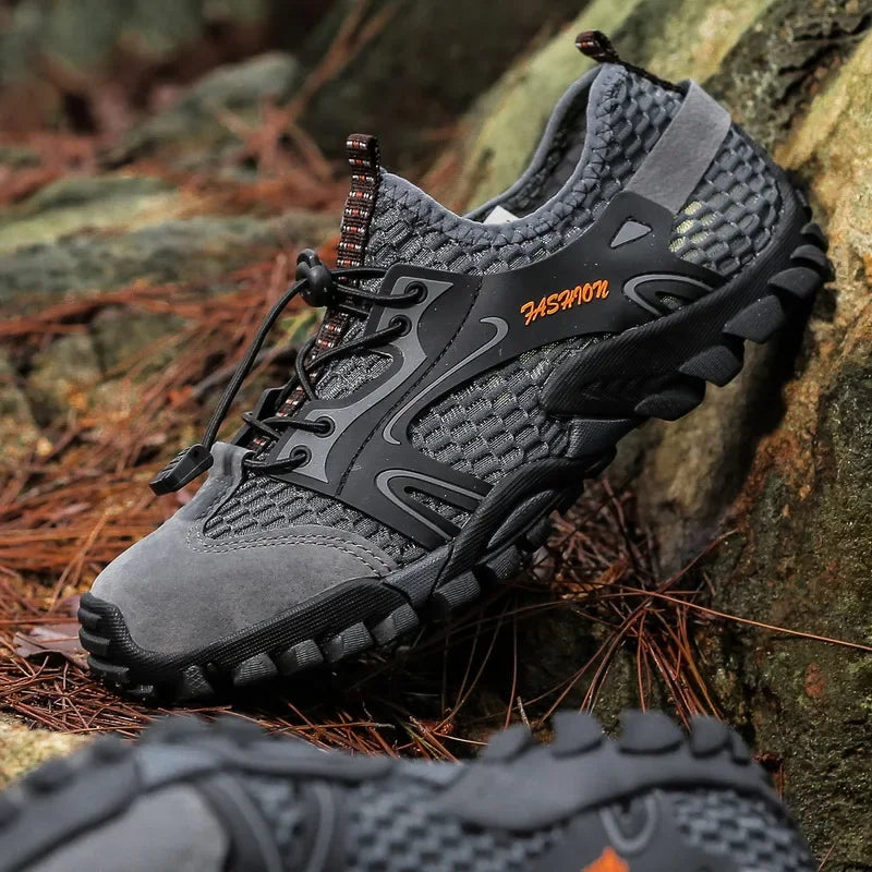 Comfortable Mesh Fashion Sneaker for Women with Lace Up Bungee Cord Rugged Trail Style