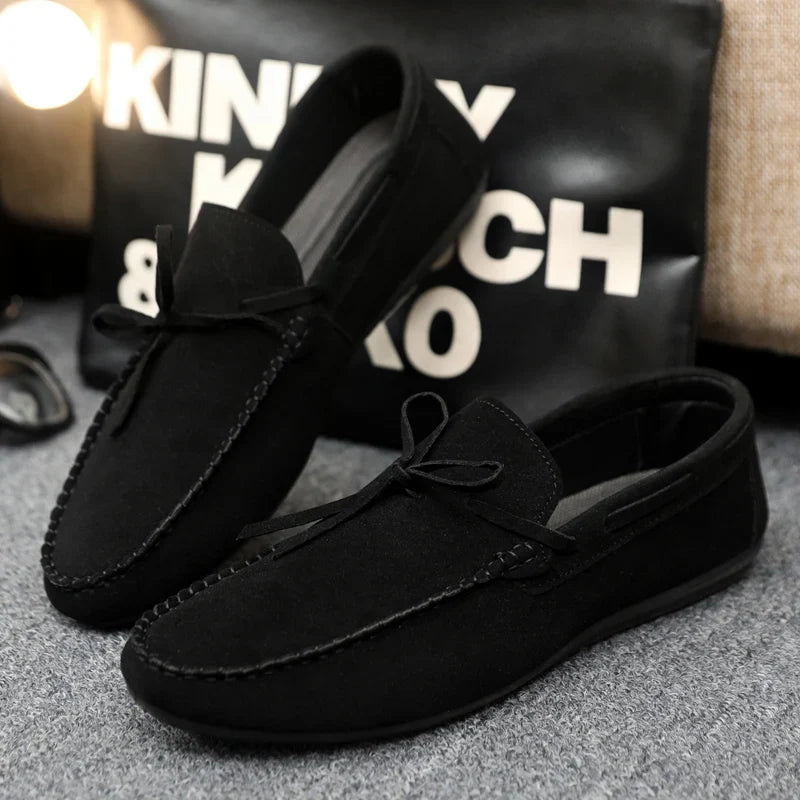 Comfortable Suede Driving Loafer for Women with Round Toe Bow Tie Slip On Flat Style