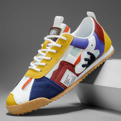 Effortless Colorblock Fashion Sneakers for Women with Lace Up Gum Sole Sporty Casual Style