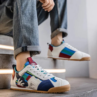Effortless Colorblock Fashion Sneakers for Women with Lace Up Gum Sole Sporty Casual Style