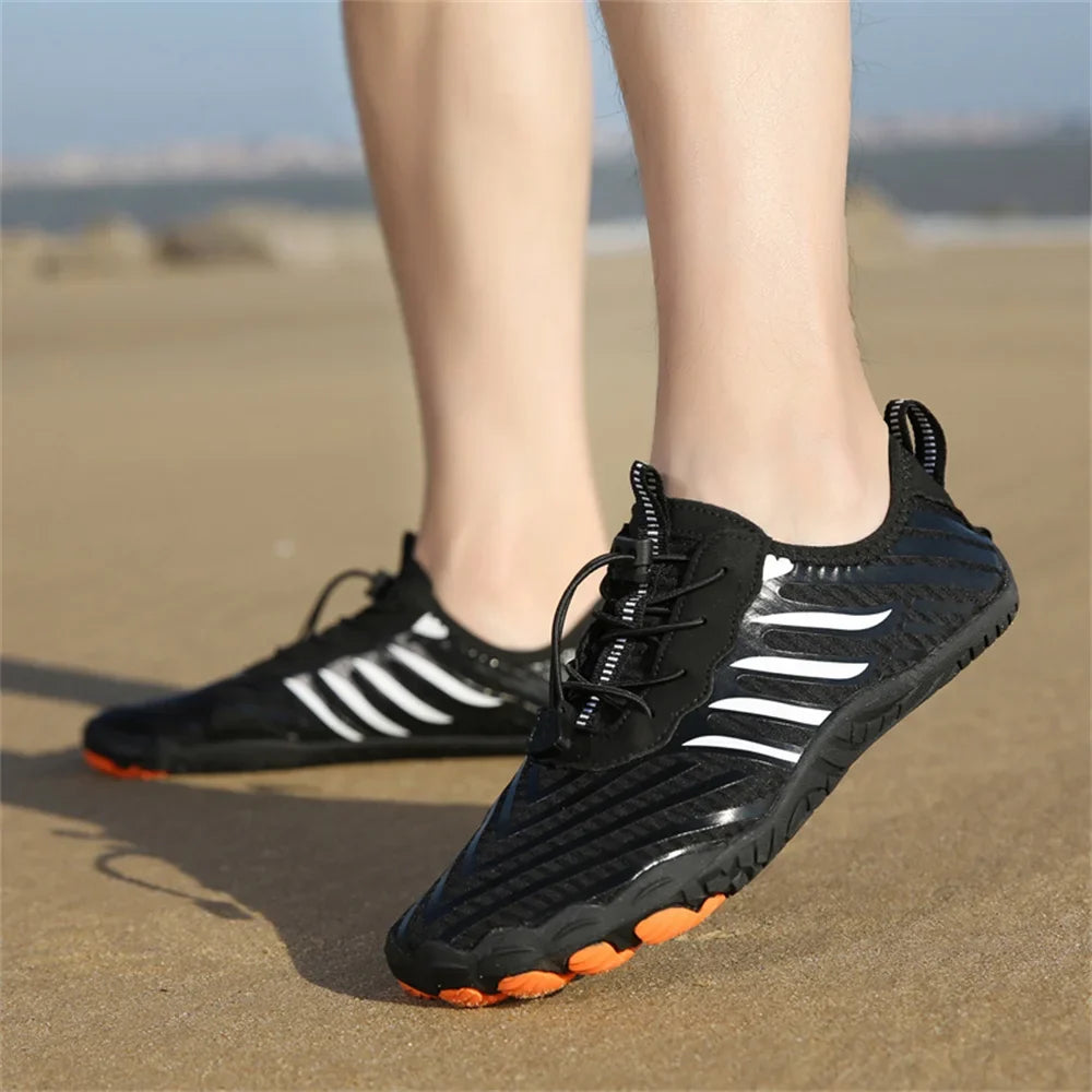 Comfortable Mesh Quick Dry Water Shoes for Women with Toggle Lace Barefoot Sole Casual Style
