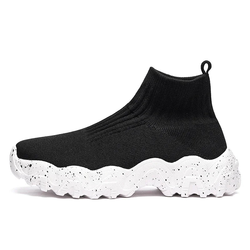 Comfortable Knit Sock Sneaker for Women with Slip On High Top Chunky Sole Casual Style
