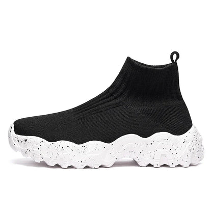 Comfortable Knit Sock Sneaker for Women with Slip On High Top Chunky Sole Casual Style