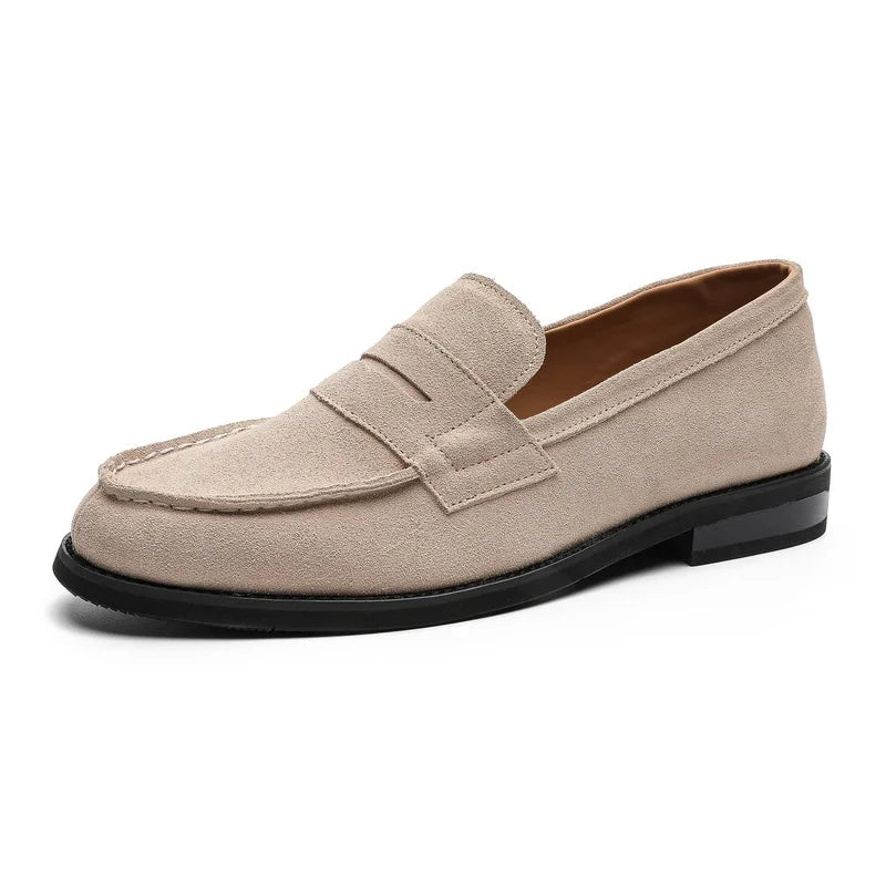 Effortless Suede Penny Loafer for Women with Round Toe Flat Sole Slip On Casual Style