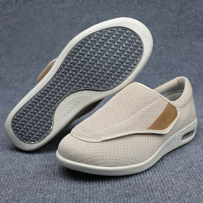 Comfortable Knit Fashion Sneaker for Women with Adjustable Strap Wide Toe Air Cushion Sole Casual Style