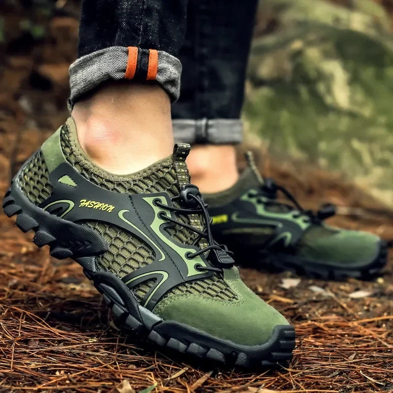 Comfortable Mesh Fashion Sneaker for Women with Lace Up Bungee Cord Rugged Trail Style