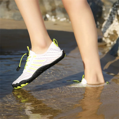 Comfortable Mesh Quick Dry Water Shoes for Women with Toggle Lace Barefoot Sole Casual Style