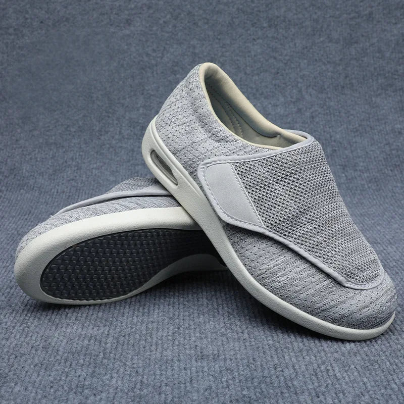 Comfortable Knit Fashion Sneaker for Women with Adjustable Strap Wide Toe Air Cushion Sole Casual Style
