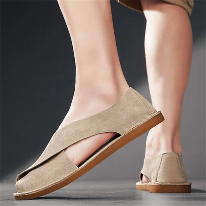 Effortless Suede Slip-On Sandals for Women with Round Toe Cutout Side Flat Espadrille Style