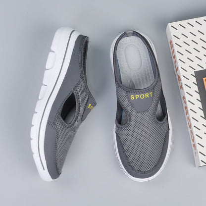 Comfortable Mesh Slip On Mule Sneaker for Women with Cutout Vent Platform Sole Sport Style