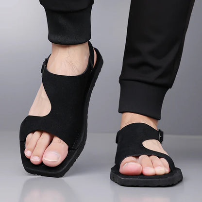 Stylish Suede Buckle Sandal for Women with Open Toe Ankle Strap Flat Casual Style