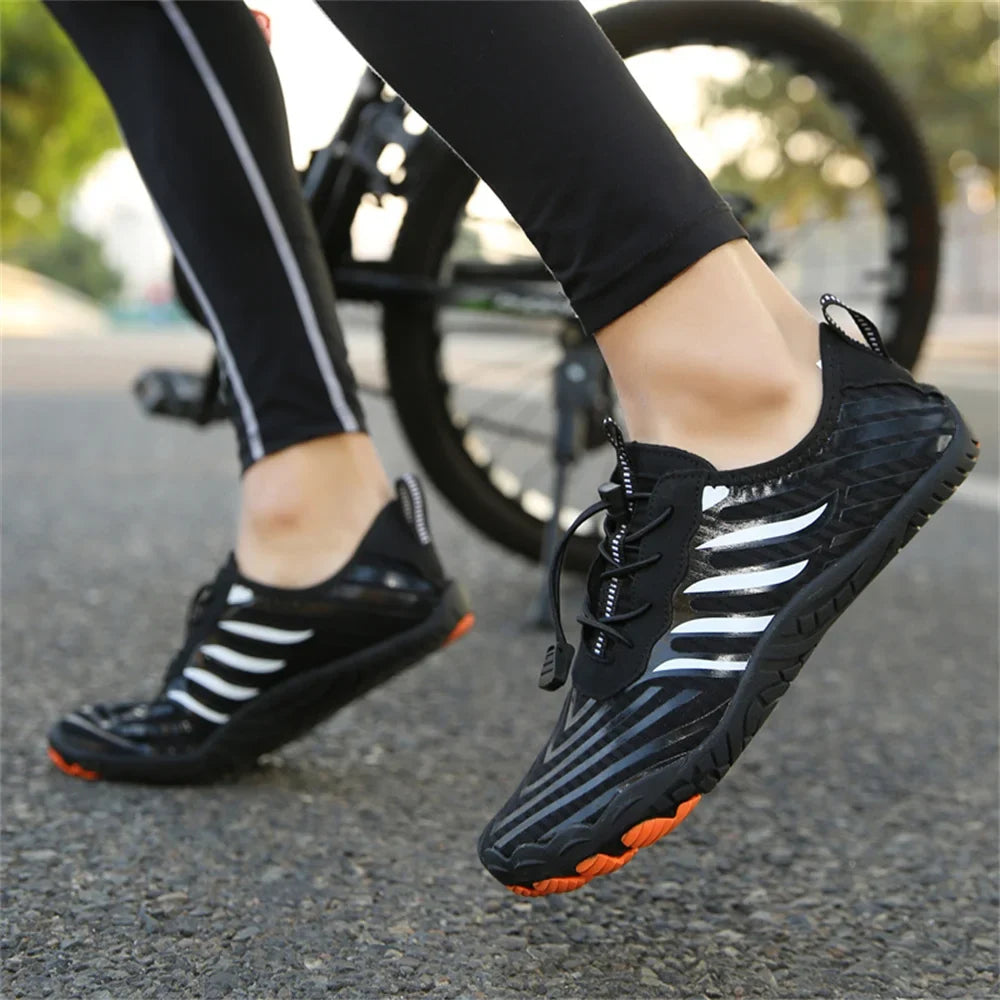 Comfortable Mesh Quick Dry Water Shoes for Women with Toggle Lace Barefoot Sole Casual Style