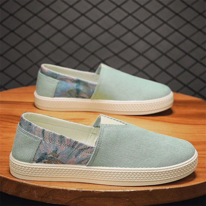 Comfortable Canvas Espadrille Sneaker for Women with Floral Print Panel Braided Sole Casual Style