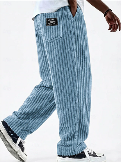 Effortless Corduroy Wide Leg Pants for Women with High Waist Relaxed Baggy Ribbed Casual Style