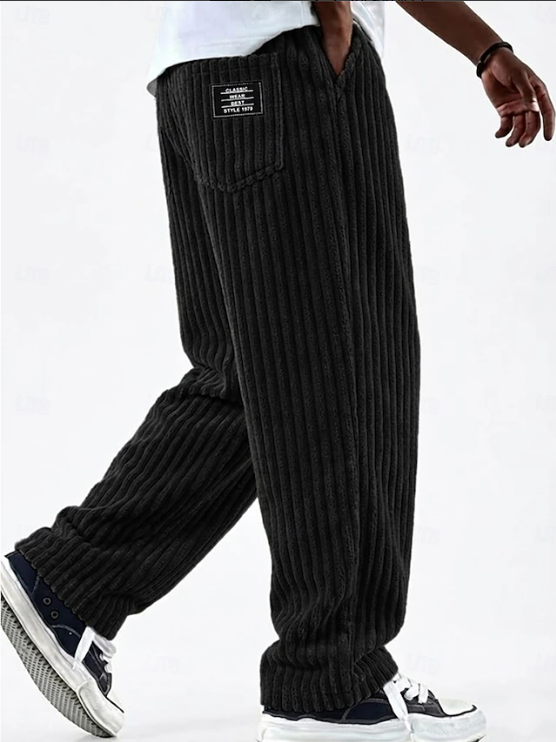 Effortless Corduroy Wide Leg Pants for Women with High Waist Relaxed Baggy Ribbed Casual Style