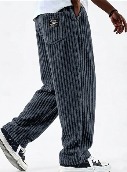 Effortless Corduroy Wide Leg Pants for Women with High Waist Relaxed Baggy Ribbed Casual Style