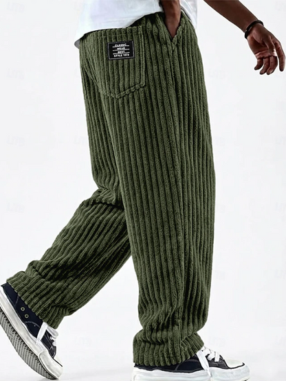 Effortless Corduroy Wide Leg Pants for Women with High Waist Relaxed Baggy Ribbed Casual Style
