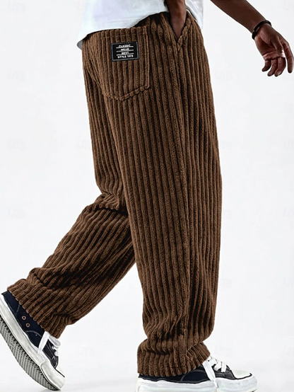 Effortless Corduroy Wide Leg Pants for Women with High Waist Relaxed Baggy Ribbed Casual Style