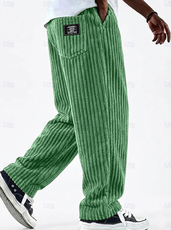 Effortless Corduroy Wide Leg Pants for Women with High Waist Relaxed Baggy Ribbed Casual Style