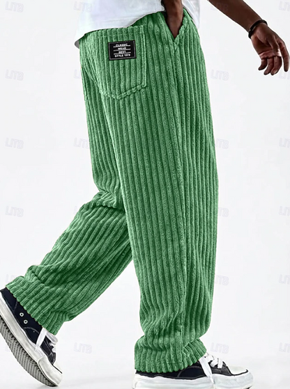 Effortless Corduroy Wide Leg Pants for Women with High Waist Relaxed Baggy Ribbed Casual Style