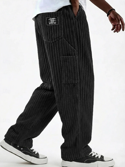 Effortless Corduroy Wide Leg Pants for Women with High Waist Relaxed Baggy Ribbed Casual Style