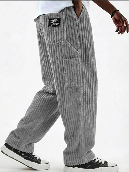 Effortless Corduroy Wide Leg Pants for Women with High Waist Relaxed Baggy Ribbed Casual Style