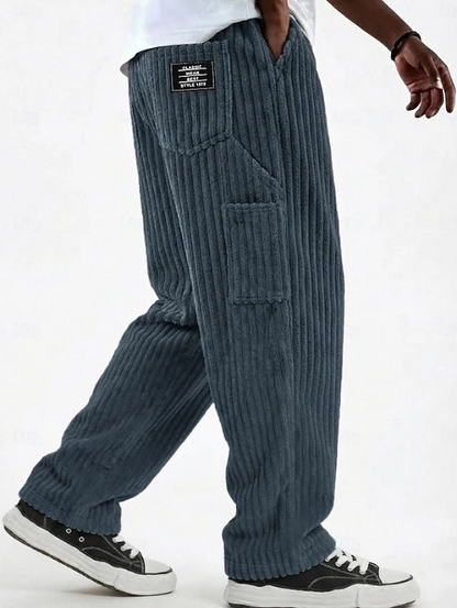 Effortless Corduroy Wide Leg Pants for Women with High Waist Relaxed Baggy Ribbed Casual Style