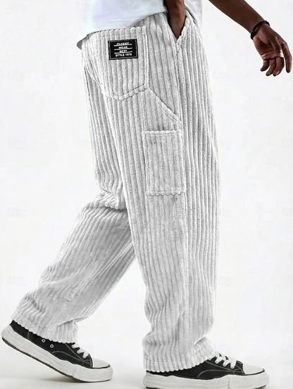 Effortless Corduroy Wide Leg Pants for Women with High Waist Relaxed Baggy Ribbed Casual Style
