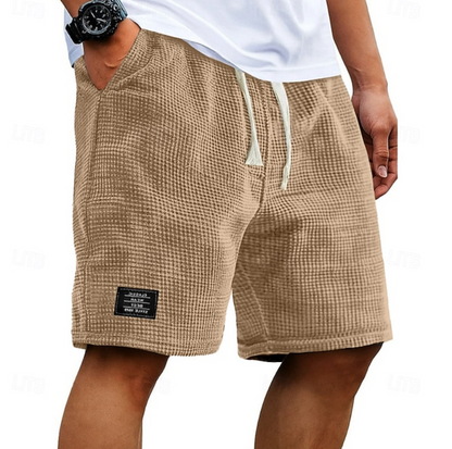 Effortless Waffle Knit Shorts for Women with Drawstring Waist Relaxed Fit Casual Style