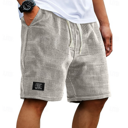 Effortless Waffle Knit Shorts for Women with Drawstring Waist Relaxed Fit Casual Style