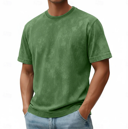 Comfortable Garment Dyed Cotton T-Shirt for Women with Crew Neck Short Sleeve Oversized Relaxed Style