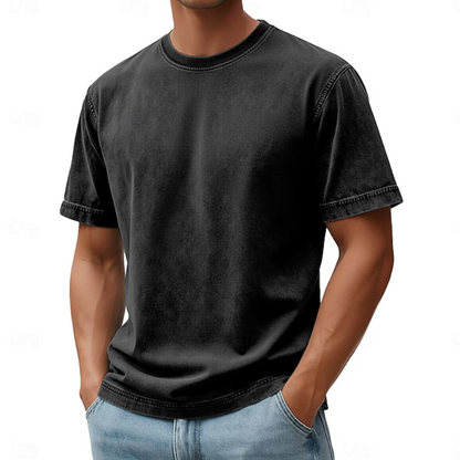 Comfortable Garment Dyed Cotton T-Shirt for Women with Crew Neck Short Sleeve Oversized Relaxed Style