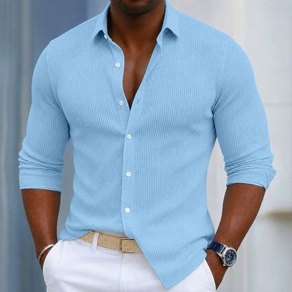 Effortless Ribbed Knit Button Down Shirt for Women with Collared Long Sleeve Slim Fit Casual Style