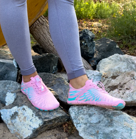 Comfortable Mesh Water Shoes for Women with Lace Up Toggle Closure Textured Sole Barefoot Style
