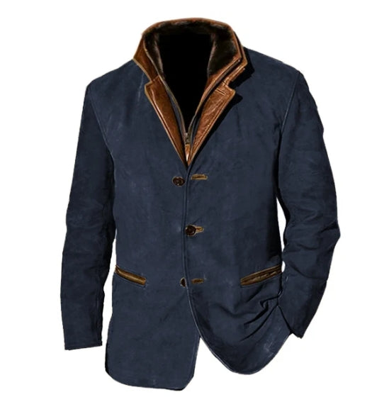 Elegant Suede Blazer Jacket for Women with Stand Collar Long Sleeve Button Front Faux Fur Lined Casual Style