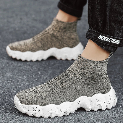 Comfortable Knit Sock Sneaker for Women with Slip On High Top Chunky Sole Casual Style