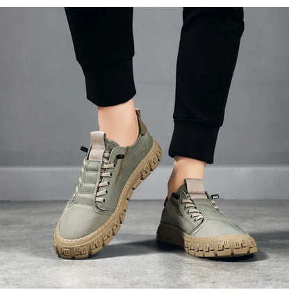 Effortless Canvas Fashion Sneaker for Women with Lace Up Low Top Rugged Lug Sole Casual Style