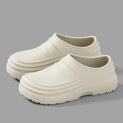Comfortable Platform Clogs for Women with Closed Toe Ribbed Vamp Slip On Casual Style