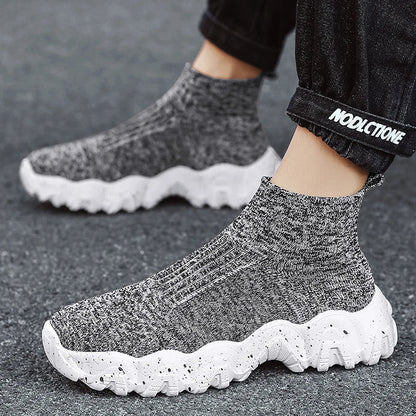Comfortable Knit Sock Sneaker for Women with Slip On High Top Chunky Sole Casual Style