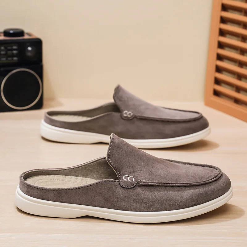 Stylish Suede Mule Loafer for Women with Backless Slip On Moc Toe Casual Style