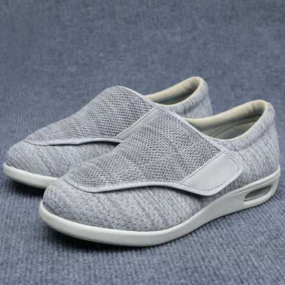 Comfortable Knit Fashion Sneaker for Women with Adjustable Strap Wide Toe Air Cushion Sole Casual Style